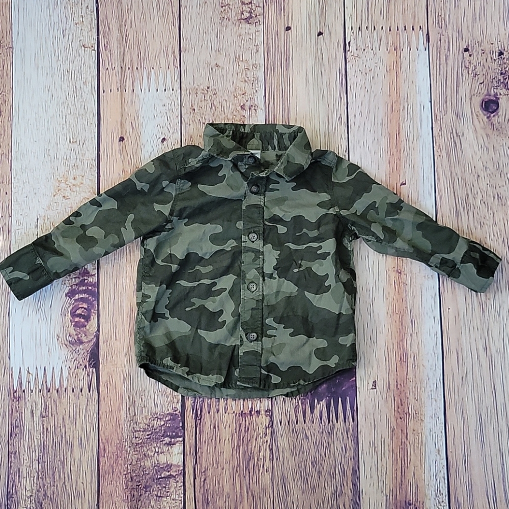 Camo Print Button Down